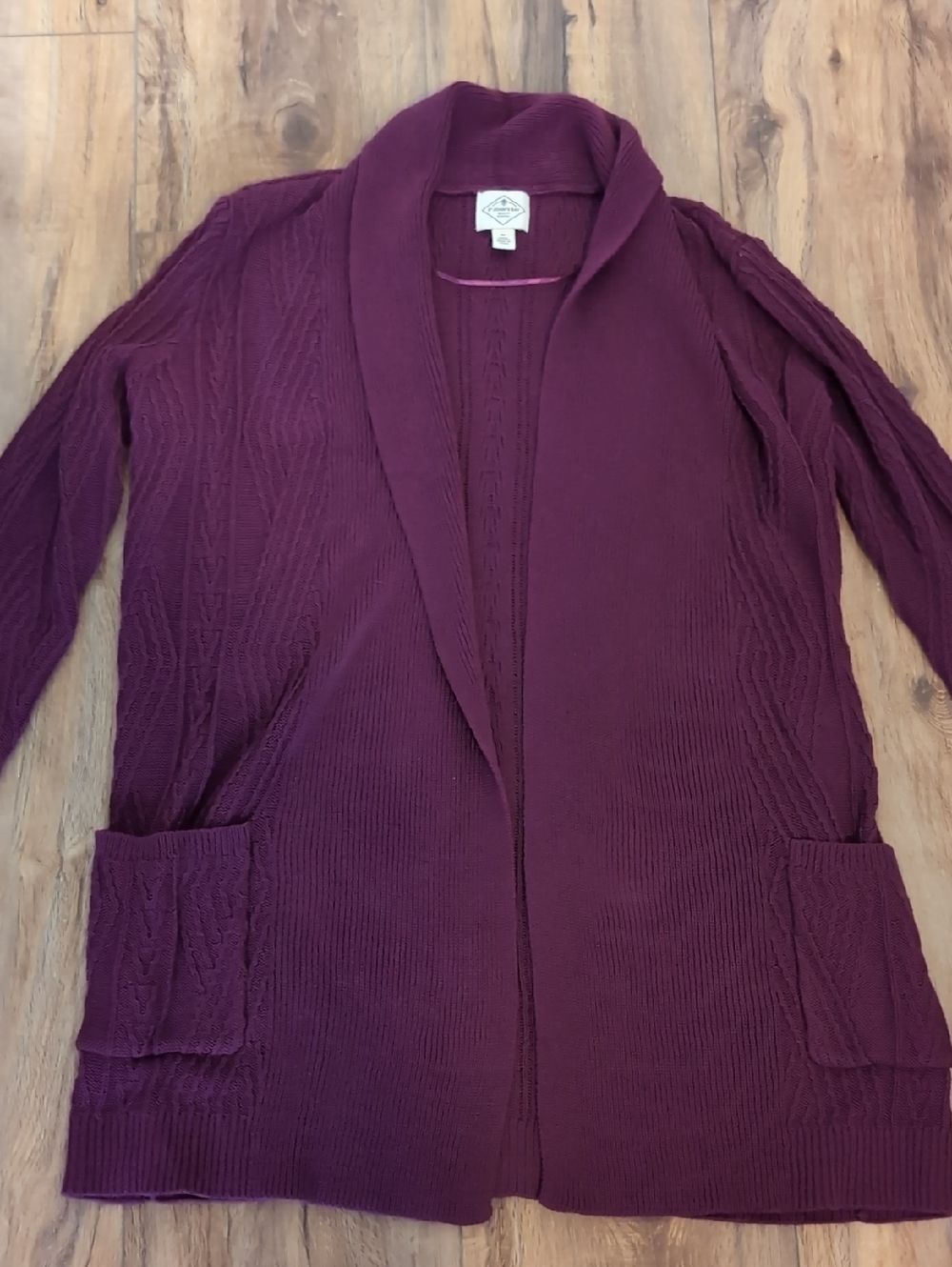 St. John's Bay Open-Front Shawl Collar Cardigan - Plum